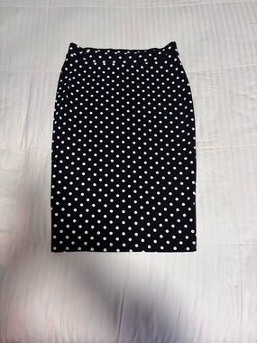 H&M Black Pencil Skirt with White Polka Dots